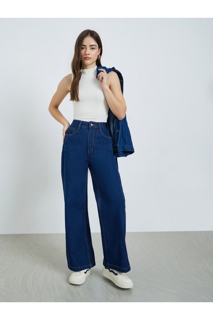 Women Wide Leg Panelled Jeans