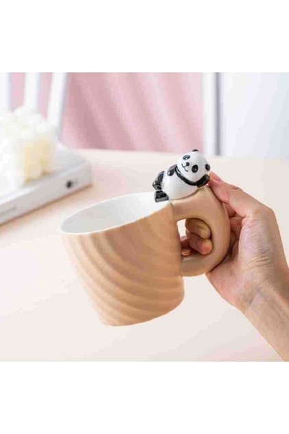 Panda Design Striped Ceramic Mug, Stylish Design, Gift Boxed, Coffee & Tea Cup