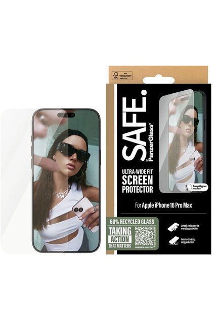 Folie pentru iPhone 16 Pro Max - PanzerGlass ® SIGUR. Folie de protecție pentru ecran cu acoperire ultra-largă - Transparentă