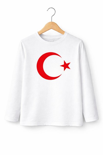 Moon Star Printed White Long Sleeve Kids T-Shirt