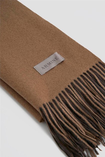 Tasseled Acrylic Scarf Light Brown
