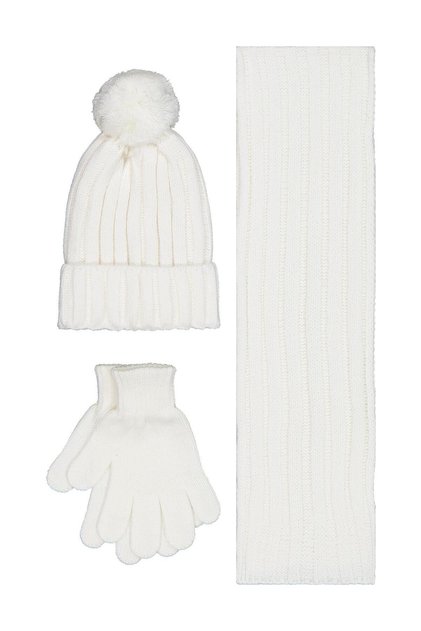 2-5 Years Old Scarf, Beanie and Glove Set - Ecru