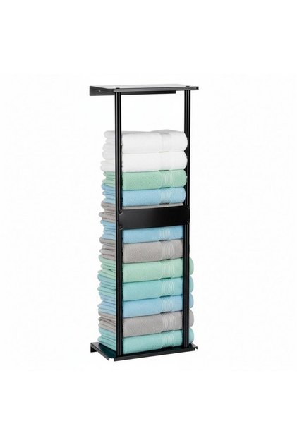 Suport metalic pentru prosoape, structură cu finisaj mat, accesorii de montare incluse, 31x15x77 cm, negru