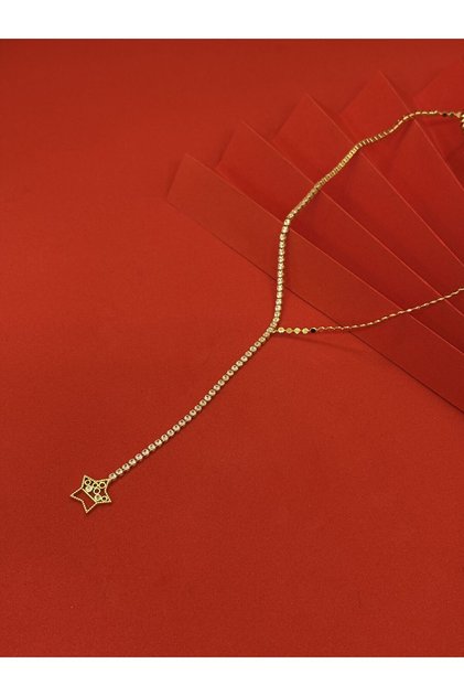 Zircon Stone Gold Y Necklace
