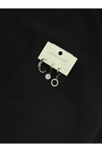 316L Steel Silver Color 3-Piece Earrings
