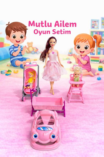 Oyuncak Beşik, Oyuncak Mama Sandalyesi ,Oyuncak Bebek Arabası, Kız Çocuk Oyuncağı