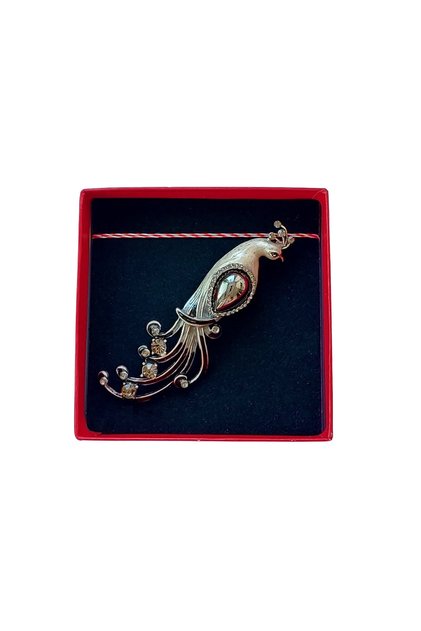 Brosa martisor eleganta, Paun cu cristale