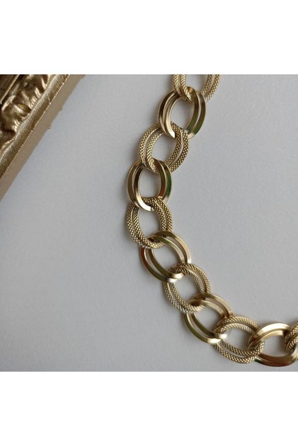 Women's Gold Steel Milky Way Model Textured Chain Bracelet
