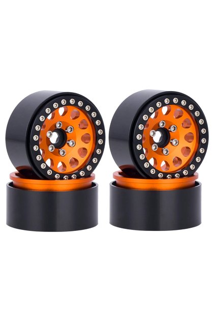 Orange 1.9" Aluminum Beadlock Wheels for 1/10 RC Crawler - Compatible with Axial SCX10, Wraith, TRX4