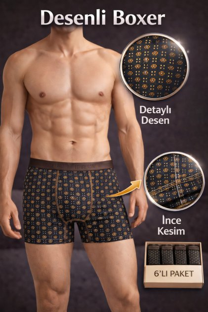 Patterned Men's Boxer 6'Li Package Zer