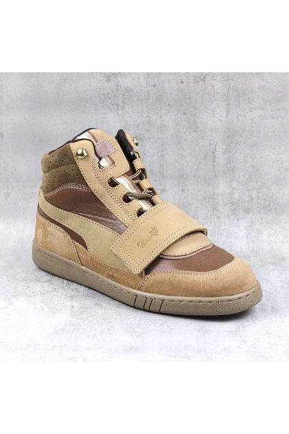 Ghete sport, de dama , captusite, din piele naturala , cu talpa cusuta 7069-MARO/BEJ
