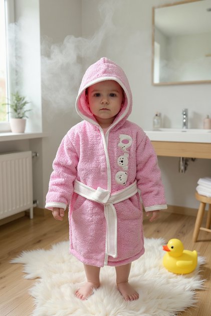 100% Cotton Baby and Kids Figure Embroidered Bathrobe with Hood, Ultra Soft, High Absorbent, Unisex Bath Pool Robe