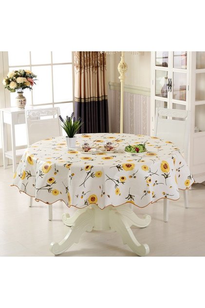 Sunflower 152cm 1pc PVC Round Table Cloth 152cm 180cm For 4/6 Seaters New Year Dining Table Cover Wa