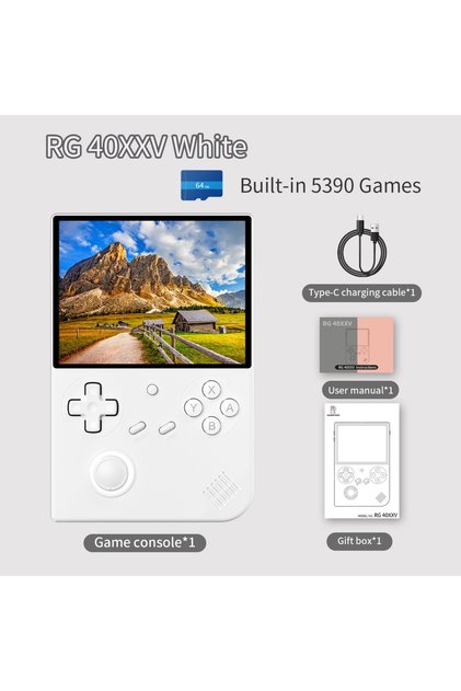 White 64GB ANBERNIC RG40XXV Retro Handheld Game Console 4'' IPS Screen RGB Joystick Video E-book Pla