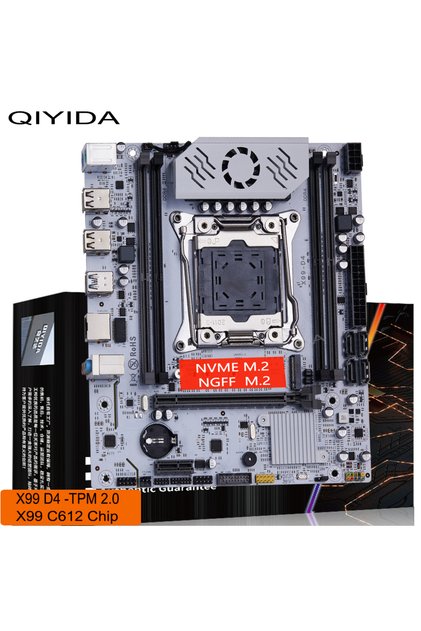 لوحات أم QIYIDA X99 مع منفذ D4-TPM2.0 LGA 2011 3 وفتحة M.2 تدعم شريحة X99 C612 وذاكرة DDR4