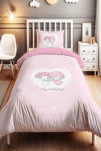 Hearted My Melody Patterned Single Baby Kids Duvet Cover Set