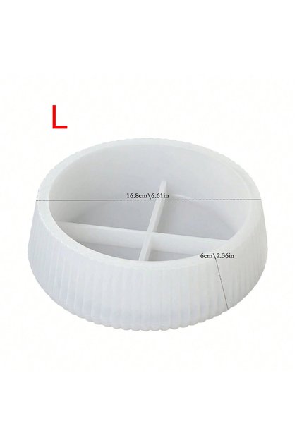 L 1pc Oversized Round Striped Storage Bowl Silicone Mold Versatile Flower Pot, Candle Jar, Plaster .