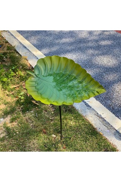 Bird Baths for Outdoors,Bird Feeder Bath,Leaf Shape Detachable Pole Birdfeeder with Metal Stake f...