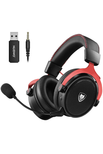 Red NUBWO G07 Wireless Gaming Headset for PC, PS4, PS Gaming Headphones with Fixed Mic 2.4GHz Ultra-