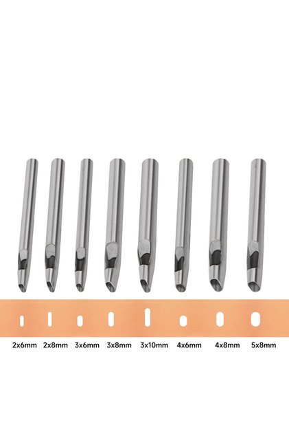 8pcs 8 Size Oval Hole Punch for Leather 2mm-5mm, Leather Craft Punch Tools Set Hollow Punching Oval