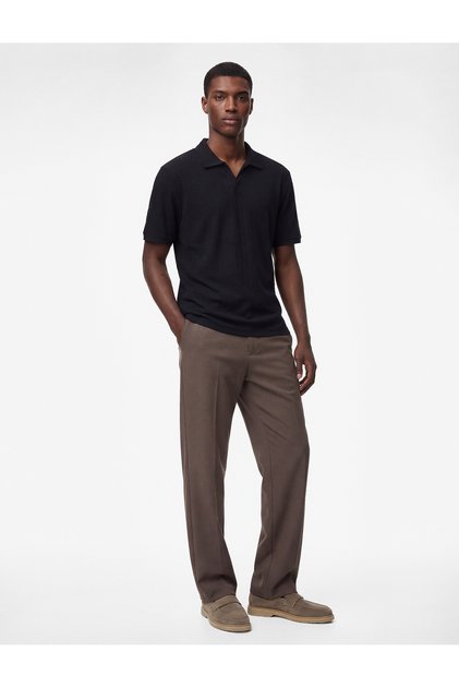 Regular Fit Short Sleeve Textured Polo Neck T-Shirt