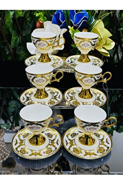 EVRA Acar Porselen 6 Kişilik Luxury Series Kahve Fincan Takımı 08423 ...