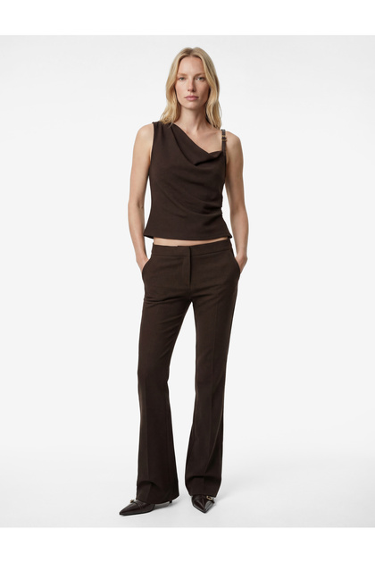 Women'S Brown Check Women'S Blouse Ss