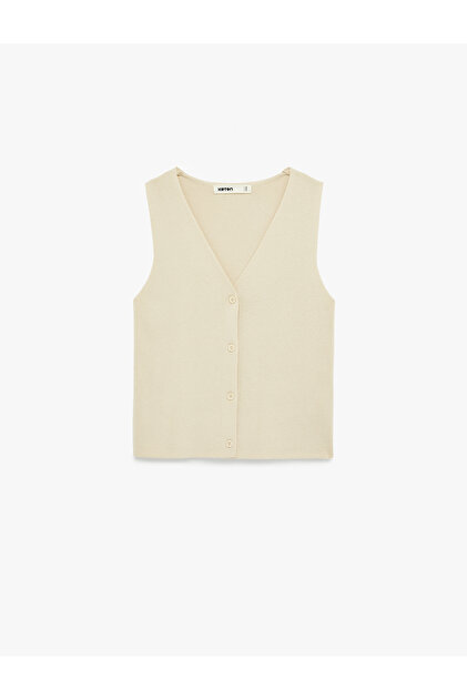 Women'S Cream Knitted Vest