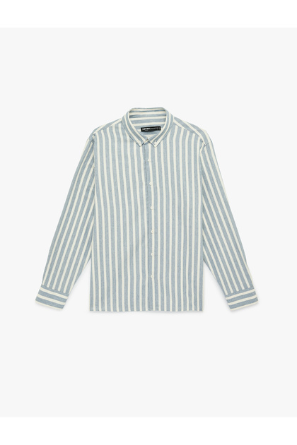 Men'S Navy Stripe Men'S Shirts Ls