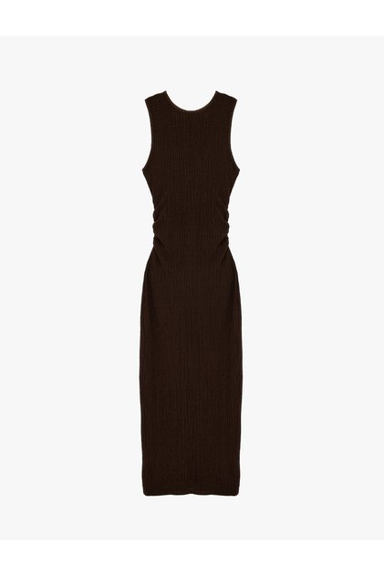 Women'S Brown Midi Pencil Dress