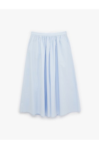 Women'S Blue Poplin Midi Skirt