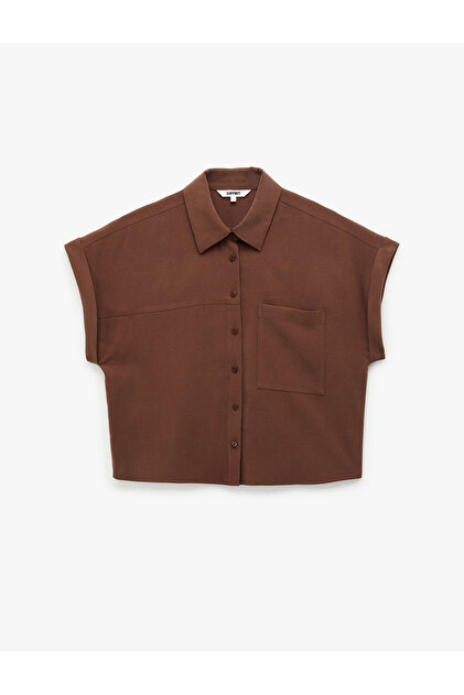 Women'S Brown Pocket Detail Shirt