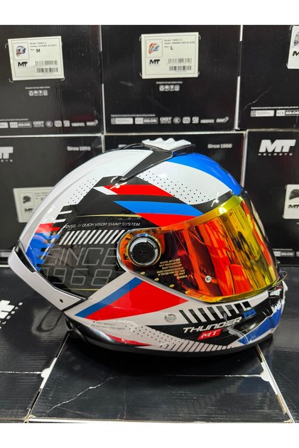 Thunder 4 Luminence A7 kask turuncu vizörlü (+1 şeffaf vizörlü)
