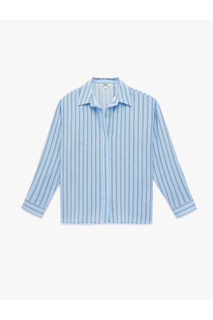 Women'S Blue Stripe Striped Viscose Shirt