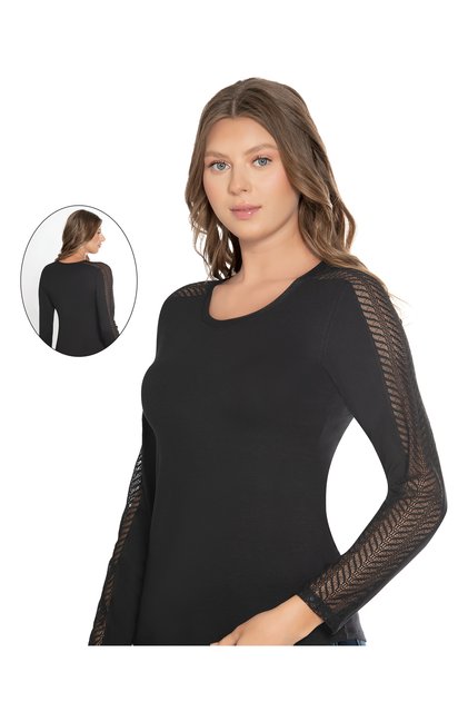 Bluză cu dantelă cu mânecă lungă – 8545