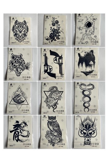 Toptan 20 Adet Yarı Kalıcı El Üstü Boyun 1 Ay Kalıcı Geçici Dövme 11x8 cm