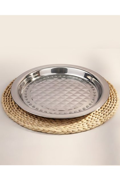 Stainless Steel Deep Round Tray, 36CM, Heavy Duty Serving Platter Kitchen,BB4141