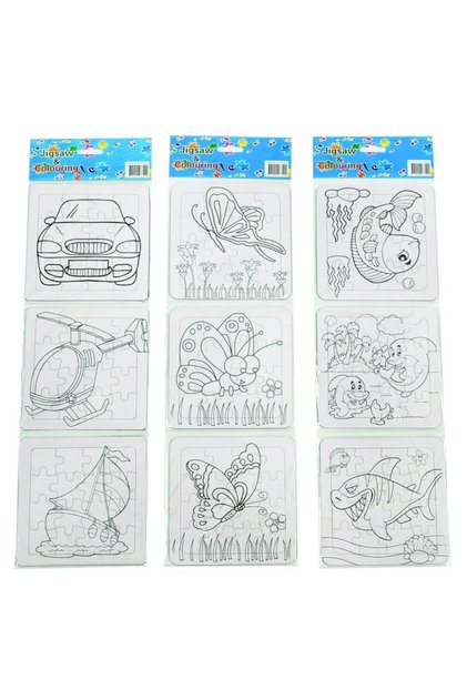 Puzzle carton 3in1 16 piese de colorat, diverse modele, E-008, 3+ ani