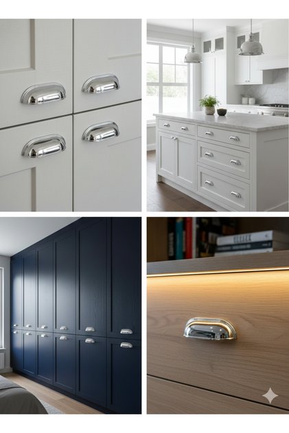 Tas Midye Cupboard Handle 96mm Chrome Color Cabinet Drawer Cloakroom Furniture Handle