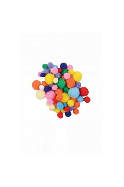 Accesorii creatie - Pom Pom textil, diverse culori, 10-25mm, diverse dimensiuni, set 60 buc, Colorar