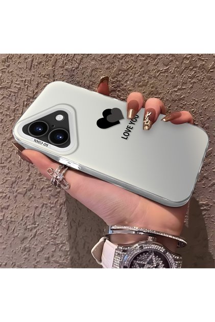 iPhone 16 Compatible Heart Patterned Silicone Edge Hard Back Anti-Fall Phone Case