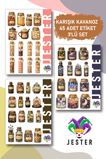 Jar Themed 3-Pack Stickers, Decals, Diary, Agenda, Planner, Bullet, Journal, Scrapbook