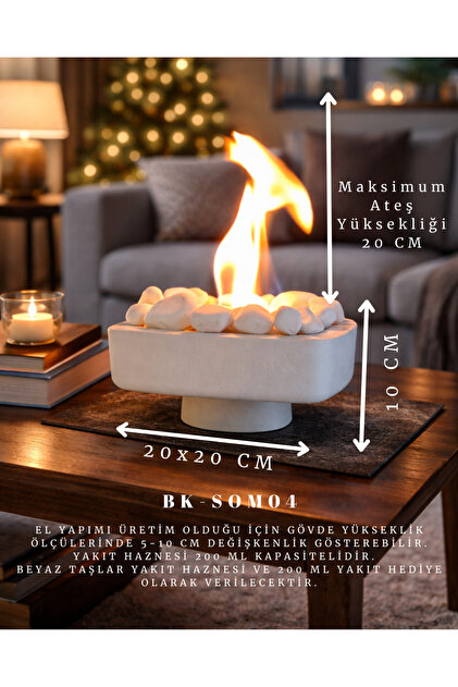 BKCUSTOMMADE Dekoratif Masaüstü Şömine Bioethanol Yakıtlı Set