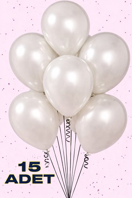 15 Pcs Metallic Pearl White Shiny Balloons Birthday Celebration Ornament and Material