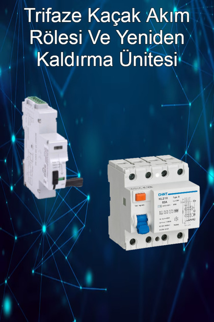 Trifaze kaçak akım koruma rölesi ve yeniden kurma ünitesi