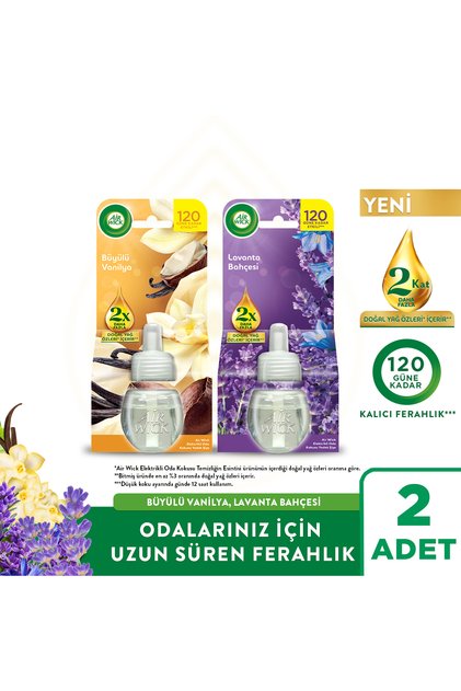 Elektrikli Oda Kokusu Yedek Şişe Büyülü Vanilya + Lavanta Bahçesi, 2x19ml