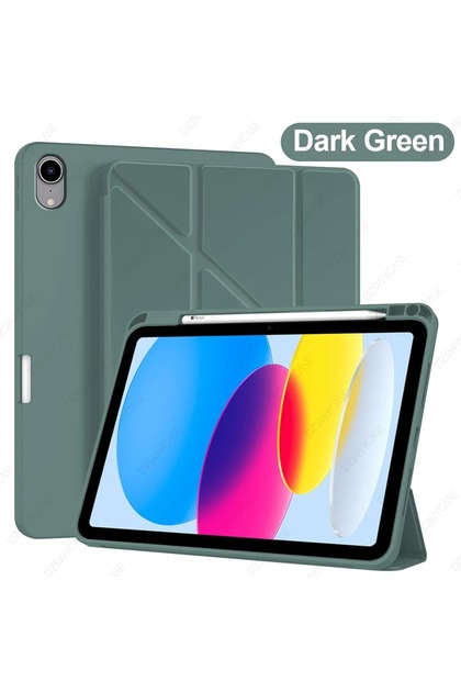 İpad 11 A16 2025 10. Nesil 10.9 Kılıf Katlanır Kalem Bölmeli Tri Folding Standlı Uyku Modlu Kapak