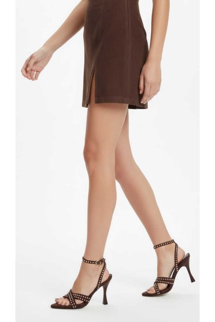 Bitter Brown Women's Stylish Evening Dress Shoes with Staple Detail