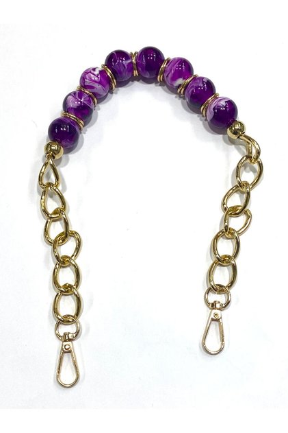 Acrylic Beaded Bag Handle – Gold Chain – 45 cm – with Hook - 1 Piece