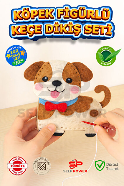 Self Power 1 ADET KÖPEK FİĞÜRLÜ ELYAF DOLDURMALI KEÇE DİKİŞ KİTİ